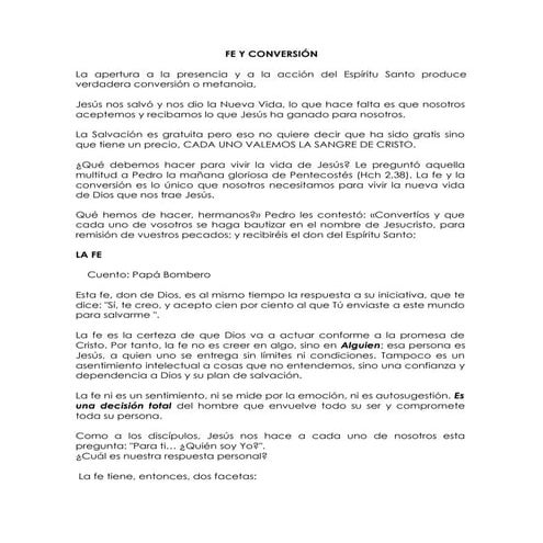 KERIGMA TEMA 4, Fe y conversión. Movimiento Familiar Cristiano Catolico ...