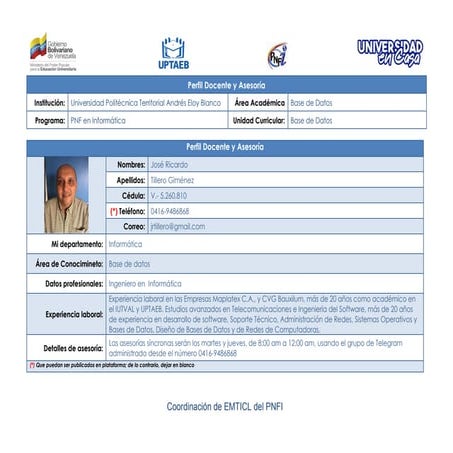 Perfil Docente y Asesoría