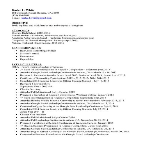 Karlee's Resume updated