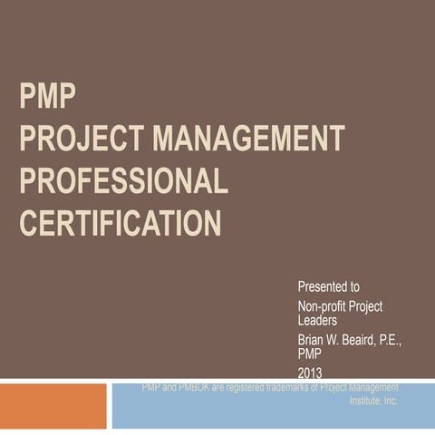 BWB PMP pres to Non-Profit PMs 2013