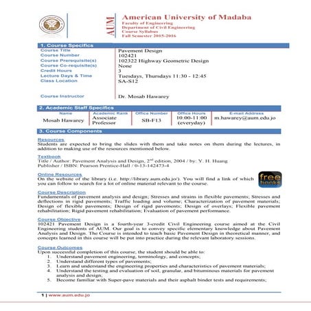 Syllabus of Pavement Design