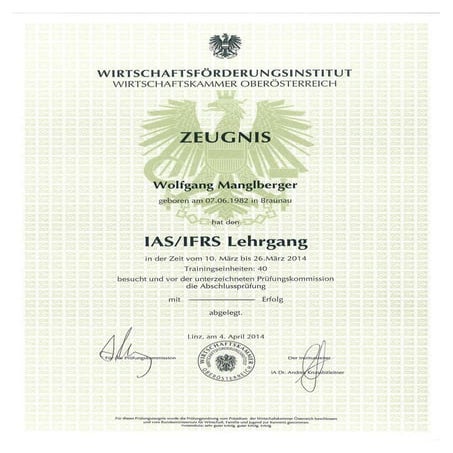 certificate IAS IFRS course