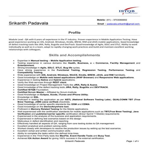 Padavala Srikanth _Resume