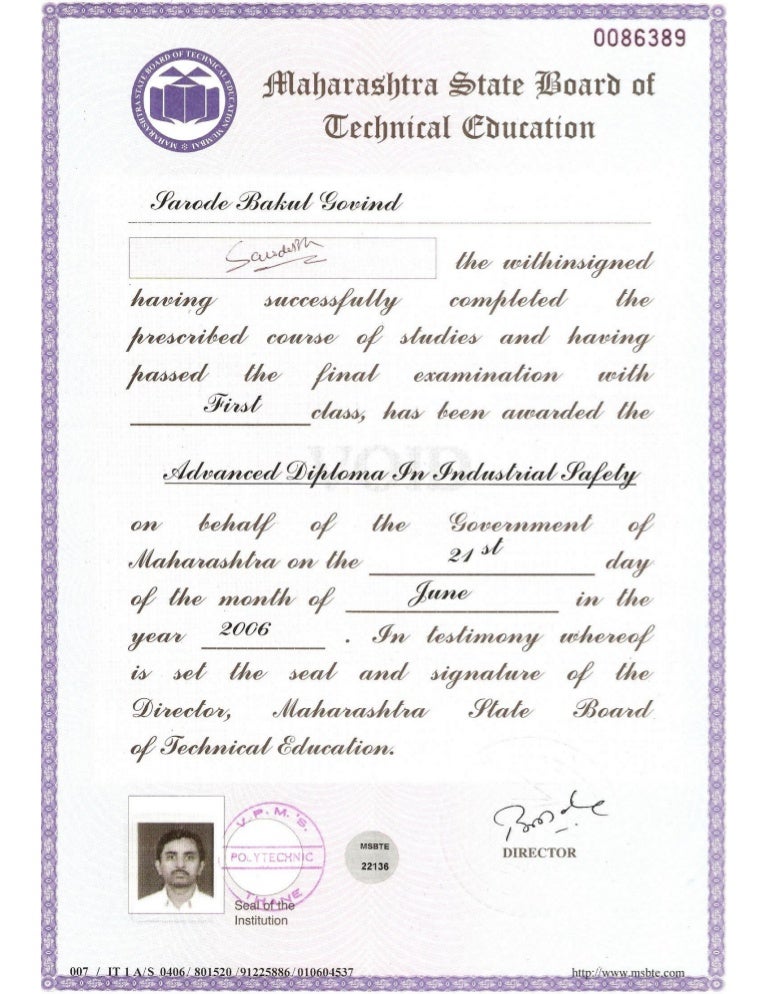 Advance Diploma In Industrial Safety