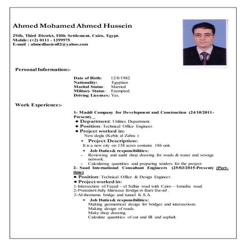 Ahmed as Road design eng