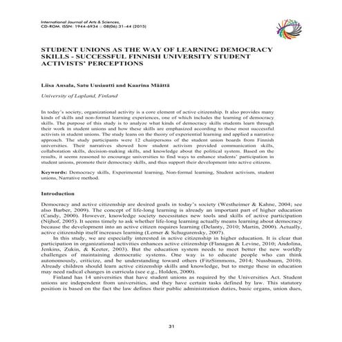 student unions as the way of learning democracy