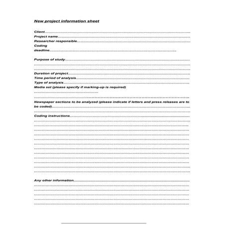 New project information sheet | PDF