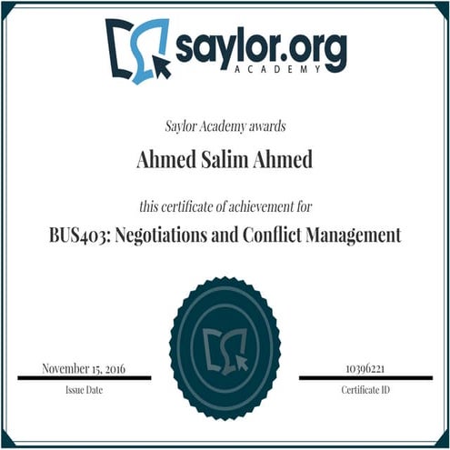 Saylor-Negotiations and Conflict Managemnt