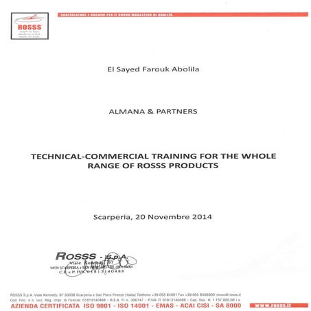 Rosss  شهادة خبرة