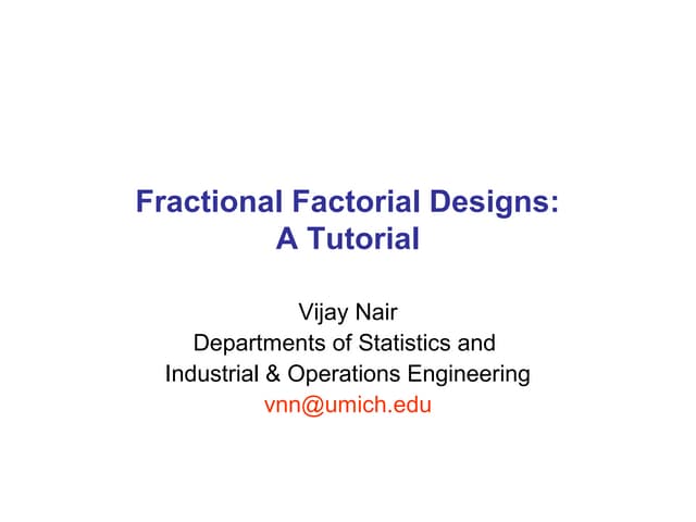 Fractional factorial design tutorial