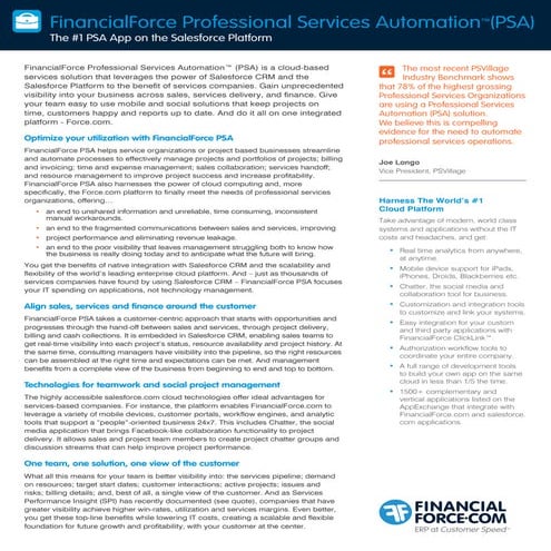 FinancialForce Professional Services Automation (PSA) Datasheet | PDF