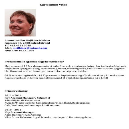 Curriculum Vitae Anette Madsen 2 dec 2014 | DOCX