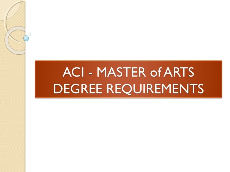Master of Arts Degree Requirements