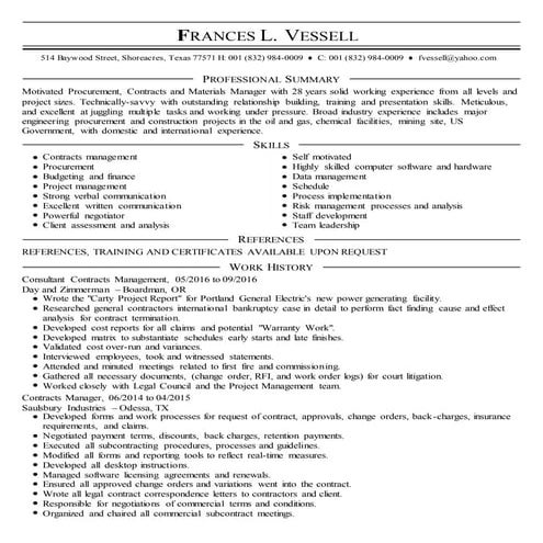 Frances L. Vessell Resume 01.26.2017