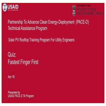 quiz Solar PV Rooftop Training Entrepreneurship Development
