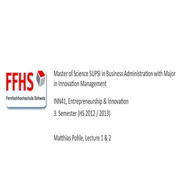 INN41 Entrepreneurship & Innovation Vorlesung 1 und 2