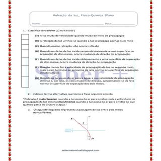Ficha formativa_ Refração da luz