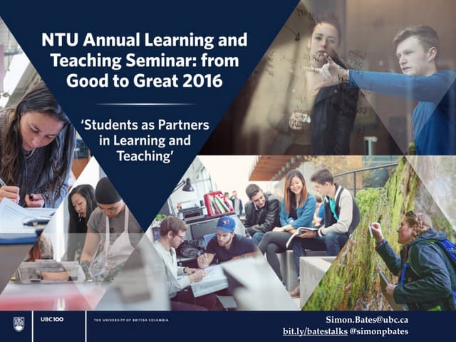 Workshop at 2016 NTU Learning and Teaching Seminar - Students as Partners in Learning and Teaching. 