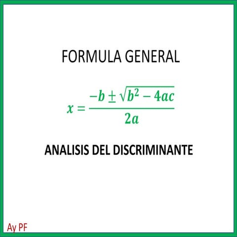 Formula general analisis del discriminante