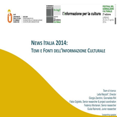 News Italia 2014: Temi e Fonti dell’Informazione Culturale