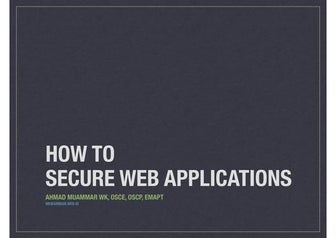 How To [relatively] Secure your Web Applications