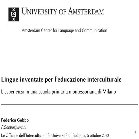 L’utilizzo di lingue inventate come strumento di educazione interculturale in...