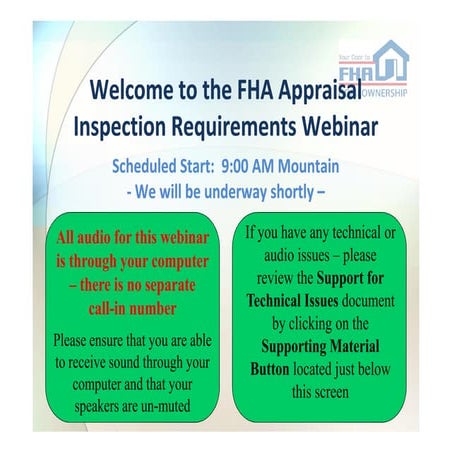 FHA Appraisal and Inspection Issues