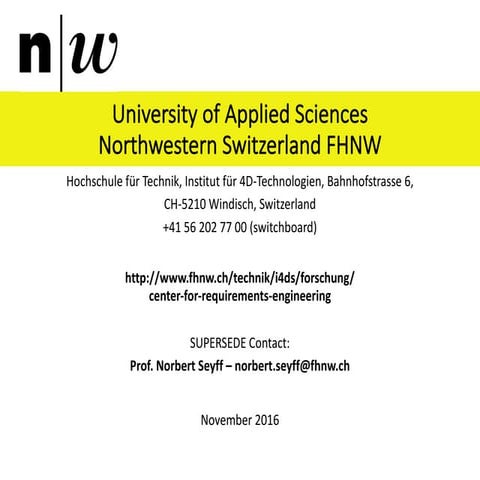 Fhnw - role in SUPERSEDE