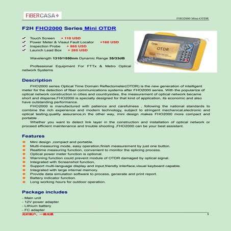 Fho2000 mini otdr