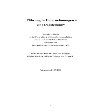 B.A.-Thesis: Führung in Unternehmen