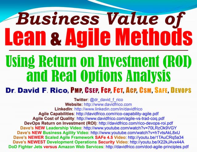 Return on Investment (ROI) of Lean & Agile Methods