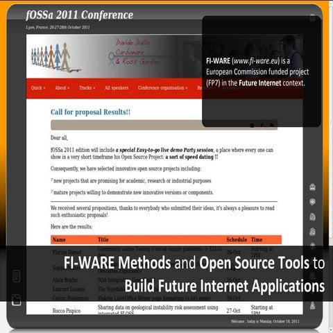 fOSSa 2011: FI-WARE Methods and Open Source Tools to Build Future Internet Ap...