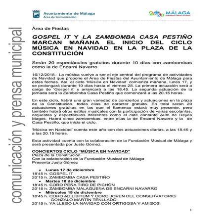 GOSPEL IT Y LA ZAMBOMBA CASA PESTIÑO MARCAN MAÑANA EL INICIO DEL CICLO MÚSICA...