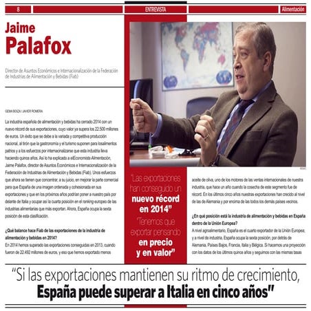 Exportación alimentación España @esFIAB @eEAlimentacion Enero 2015