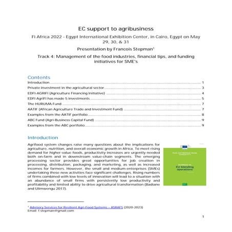 EC Support to Agri busines