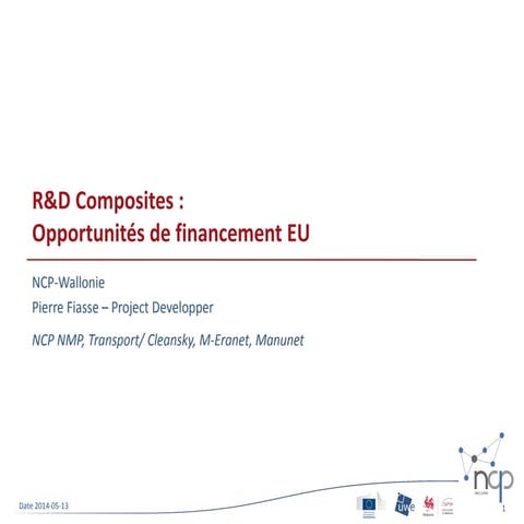 R&D Composites : Opportunités de financement EU - NCP-Wallonie Pierre Fiasse