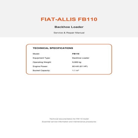 FIAT-ALLIS_FB110 Operational and Maintenance Manual