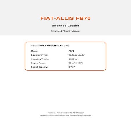FIAT-ALLIS_FB70 Operational and Maintenance Manual