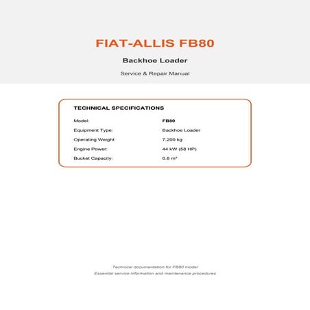 FIAT-ALLIS_FB80 Operational and Maintenance Manual