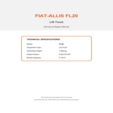 FIAT-ALLIS_FL20_ Operational and Maintenance Manual