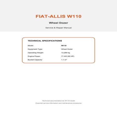 FIAT-ALLIS_W110 Operational and Maintenance Manual