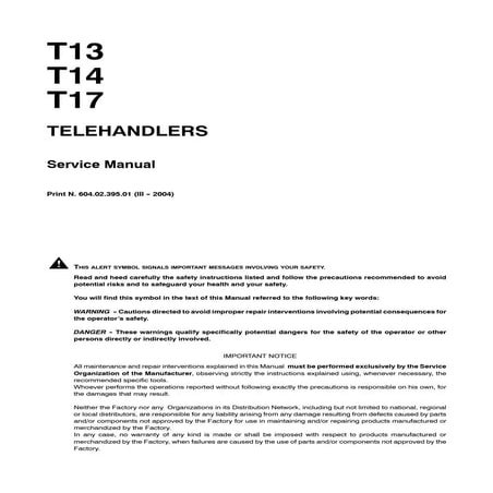 Fiat kobelco t17 telehandlers service repair manual | PDF