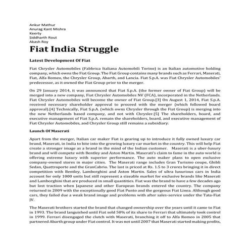 Fiat project 3 prong strategy @ IBS HYDERABAD ROY