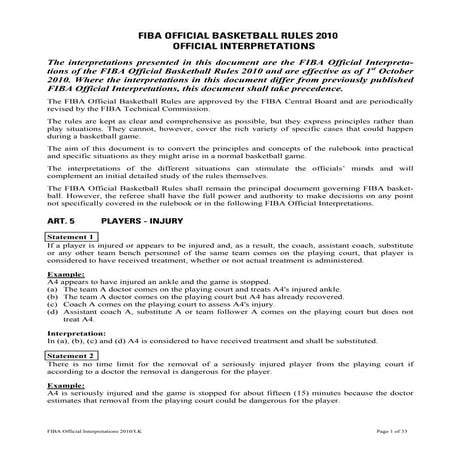 FIBA Official Basketball Rules 2017 - Summary of the Changes (15 August ...
