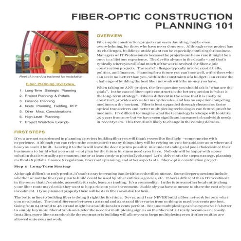 Fiber optic construction planning 101