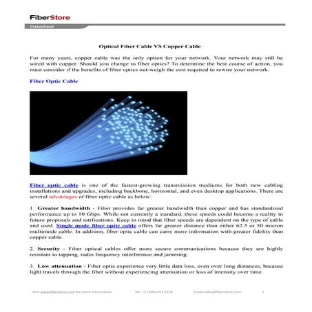 Fiber cable vs copper cable