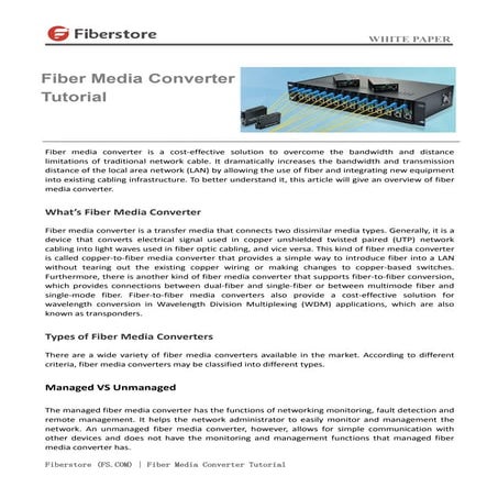 Fiber media converter tutorial