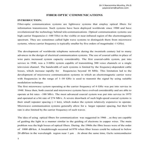 Fiber optic communications