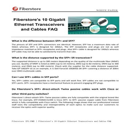 Fiberstore's 10 gigabit ethernet transceivers and cables faq