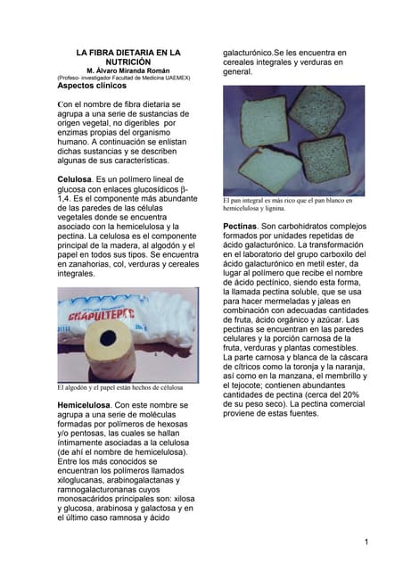 FIBRA DIETARIA EN LA NUTRICIÓN